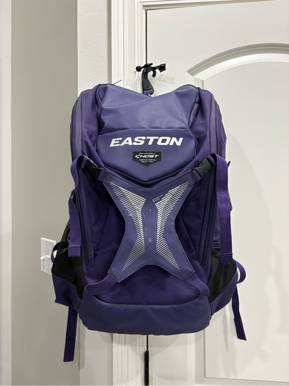 Easton Ghost NX fast pitch backpack in purple GUC 3 minor bottom wear spots